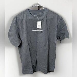 Purple Brand Distressed T-Shirt Black Size M Men’s Graphic Tee NWT Holes Logo